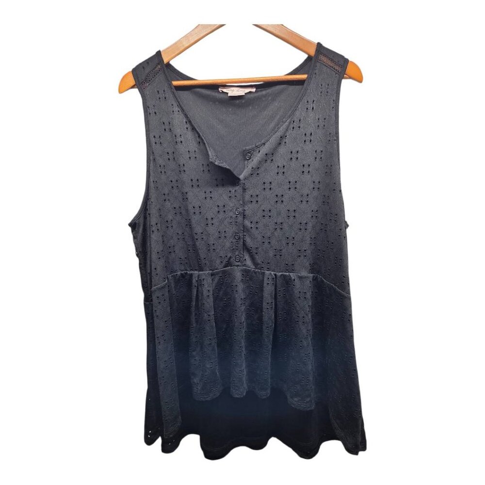 In Every Story Hi-Low Eyelet Peplum Tank Top